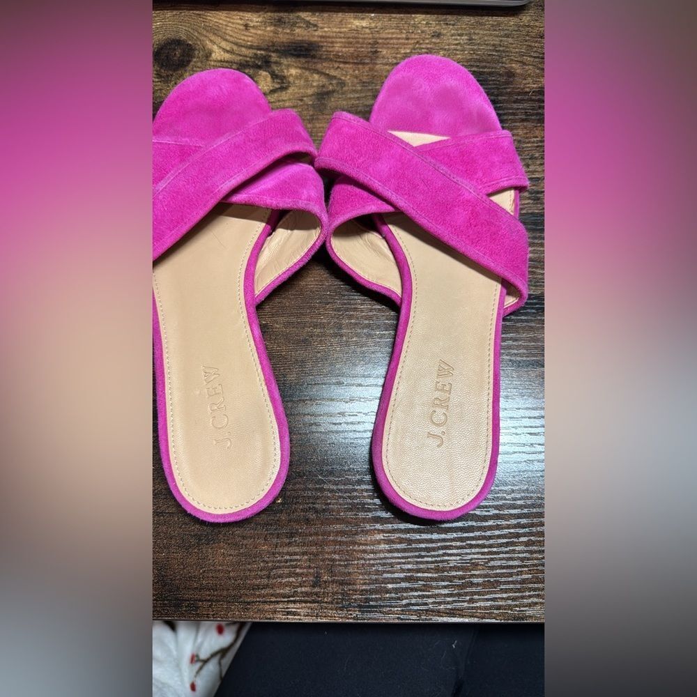 J Crew Hot Pink Suede Slide Sandals size 7.5 - Picture 4 of 8